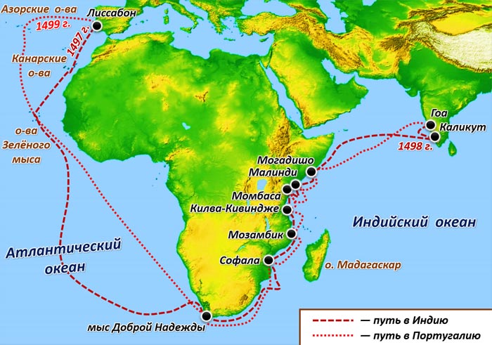 Маршрут Васко да Гама в Индию